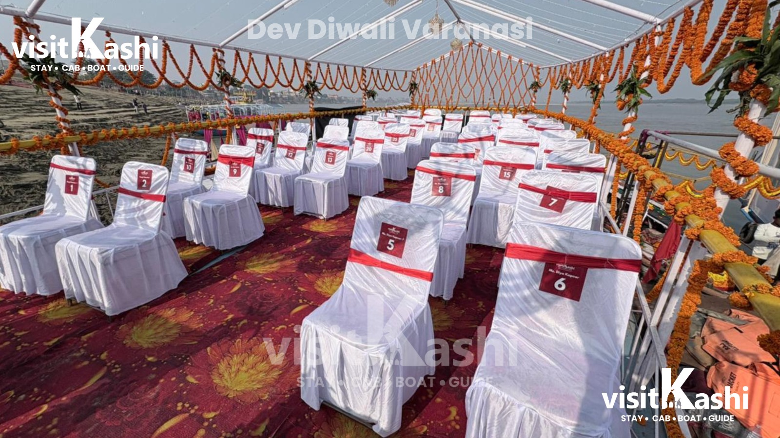 Seating arrangement on a Bajra boat deck